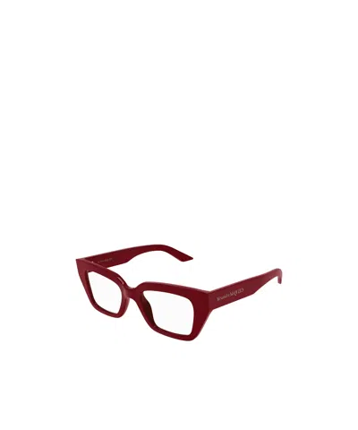 Alexander Mcqueen Eyewear Square Frame Glasses In Red