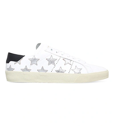 Shop Saint Laurent Star California Leather Sneakers In Silver