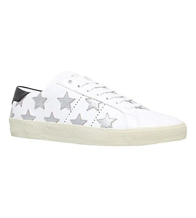 Shop Saint Laurent Star California Leather Sneakers In Silver
