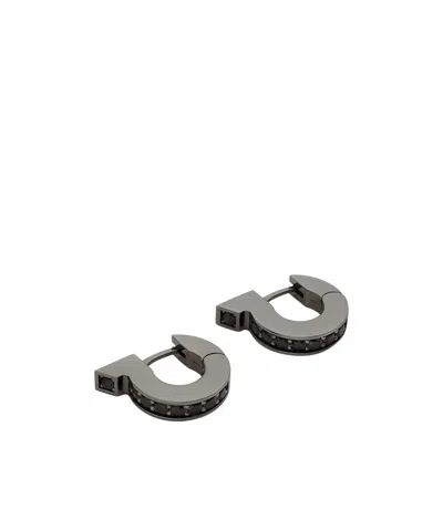 Ferragamo Gancini Crystal-embellishment Earrings In Silver