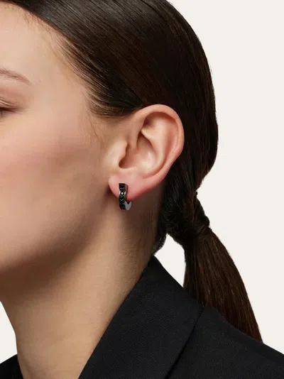 Ferragamo Gancini Crystal-embellishment Earrings In Silver