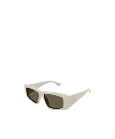 Chloé Eyewear Rectangular Frame Sunglasses In White
