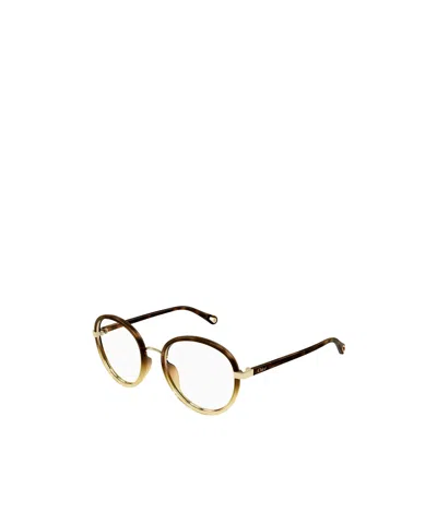 Chloé Round Frame Flat Mirror In Brown