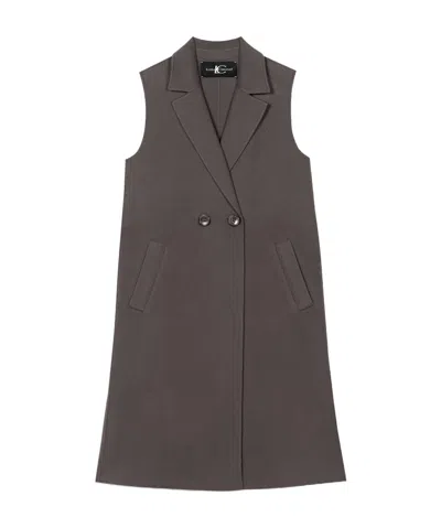 Luisa Cerano Doubleface Long Wool Vest In Taupe