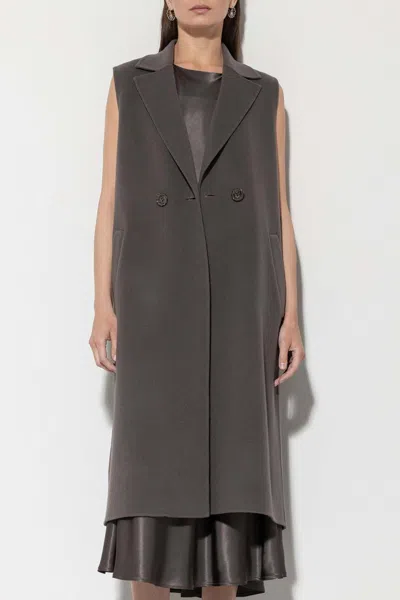 Luisa Cerano Doubleface Long Wool Vest In Taupe