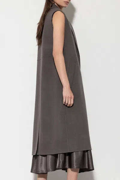 Luisa Cerano Doubleface Long Wool Vest In Taupe