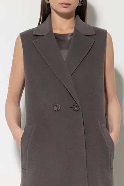 Luisa Cerano Doubleface Long Wool Vest In Taupe