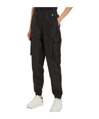 Guess Elastic Waist Casual Pants In Black