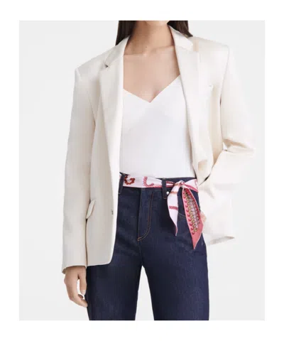 Longchamp Printed Silk Scarf In Marshmallow Color