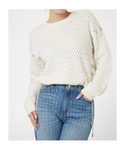 Guess Wool-blended Thick Thread Sweater In White