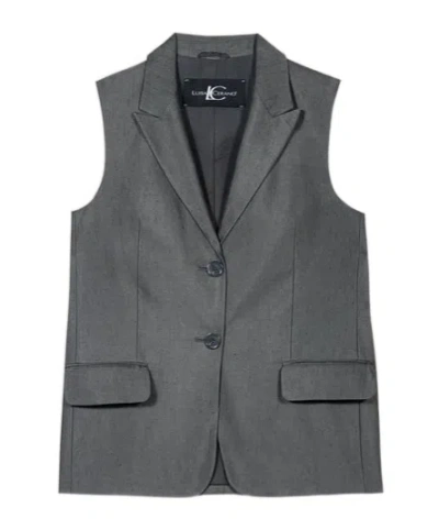 Luisa Cerano Gabardine Blazer Vest In Coolgrey