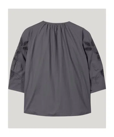 Luisa Cerano Tunic Blouse With Embroidery In Coolgrey