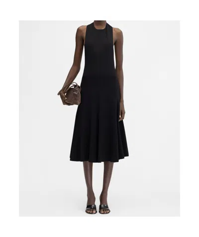 Jacquemus 'la Robe Favola' Black Long Dress With High American Neckline And Flared Design In Black