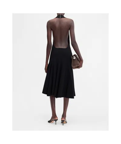 Jacquemus 'la Robe Favola' Black Long Dress With High American Neckline And Flared Design In Black