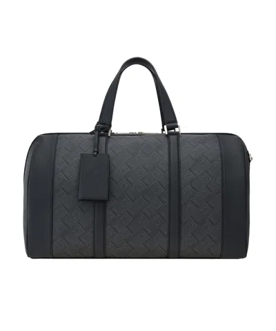 Ferragamo Monogram-print Duffle Bag In Grey