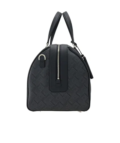 Ferragamo Monogram-print Duffle Bag In Grey