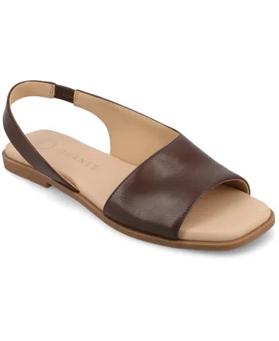Journee Collection Womens Brinsley Slingback Strap Flat Sandals In Brown