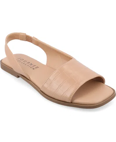Journee Collection Journee Women's Brinsley Medium And Wide Width Flat Sandals In Tan