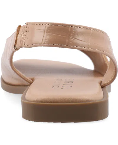 Journee Collection Journee Women's Brinsley Medium And Wide Width Flat Sandals In Tan