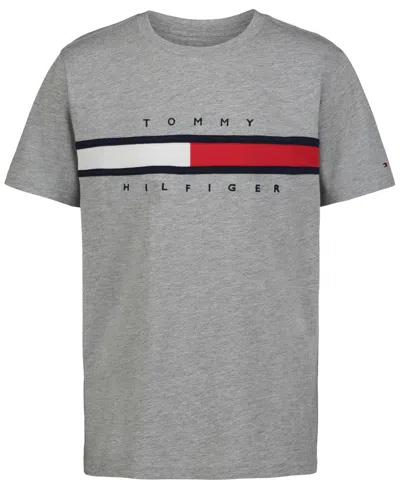 Tommy Hilfiger Big Boy Tommy New Signature Tee In Grey Heather