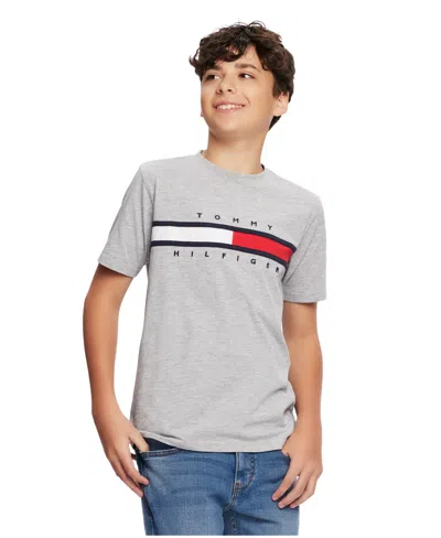 Tommy Hilfiger Big Boy Tommy New Signature Tee In Grey Heather