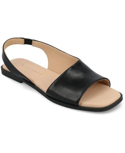 Journee Collection Women's Brinsley Slingback D'orsay Flat Sandals In Black Smooth