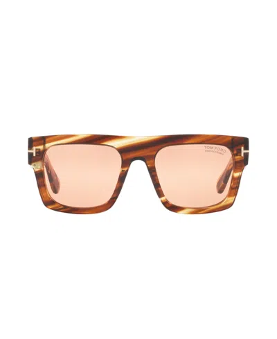 Tom Ford 53mm Fausto Polarized Square Sunglasses In Tortoise Blonde