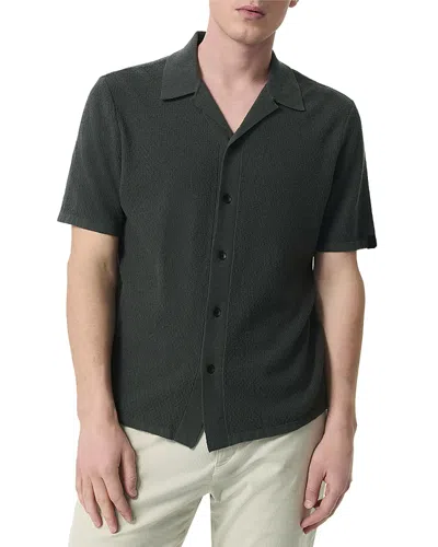 Rag & Bone Men's Zigzag Zuma Toweling Camp Shirt In Dark Grey