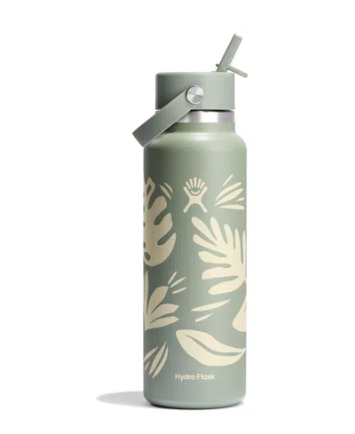 Hydro Flask 40 oz Wide Flex Straw Cap In Botanical Bliss Agave