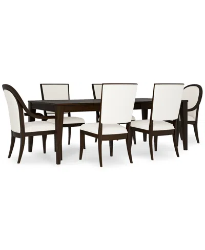 Macy's Mazen 7-pc. Dining Set (table, 4 Side Chairs & 2 Arm Chairs) In Dark Brown