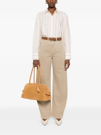 Totême Toteme Striped Cotton Shirt In Beige