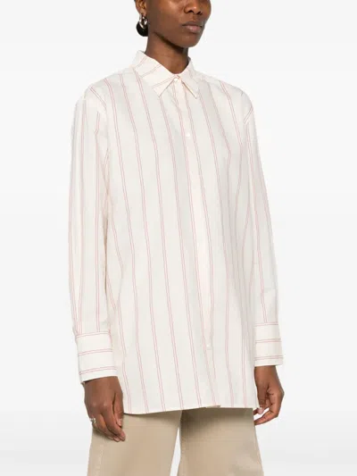 Totême Toteme Striped Cotton Shirt In Beige