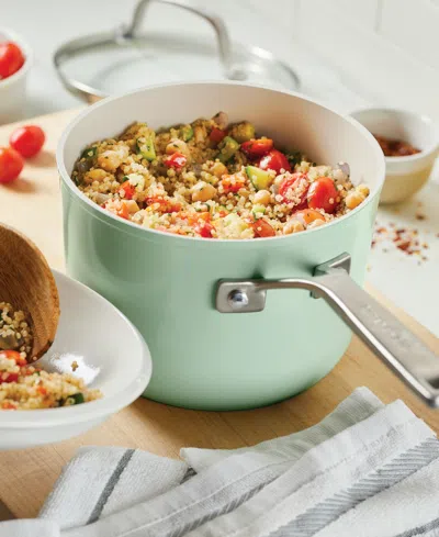 Kitchenaid Hard Anodized Ceramic Nonstick Cookware Sauce Pan With Lid In Pistachio