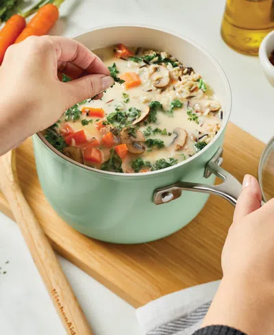 Kitchenaid Hard Anodized Ceramic Nonstick Cookware Sauce Pan With Lid In Pistachio