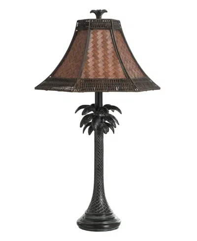 Stylecraft Home Collection 26" French Verdi Woven Rattan Shade Table Lamp In Dark Brown