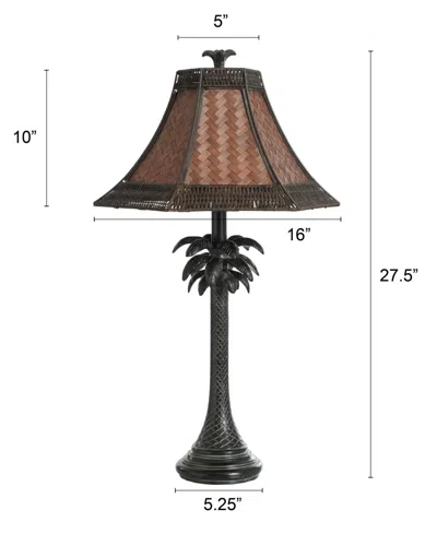 Stylecraft Home Collection 26" French Verdi Woven Rattan Shade Table Lamp In Dark Brown