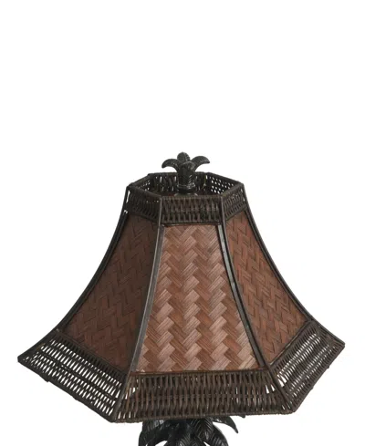 Stylecraft Home Collection 26" French Verdi Woven Rattan Shade Table Lamp In Dark Brown
