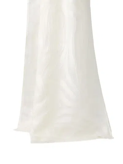 Brunello Cucinelli Linen Jacquard Scarf In White