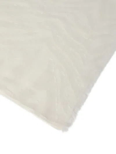 Brunello Cucinelli Linen Jacquard Scarf In White