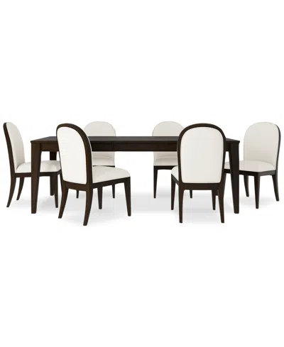 Macy's Mazen 7-pc. Dining Set (table & 6 Curved Side Chairs) In Dark Brown