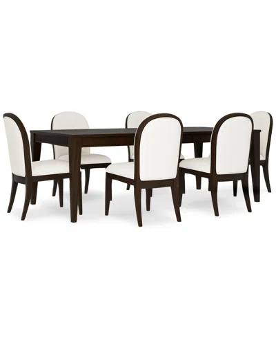 Macy's Mazen 7-pc. Dining Set (table & 6 Curved Side Chairs) In Dark Brown