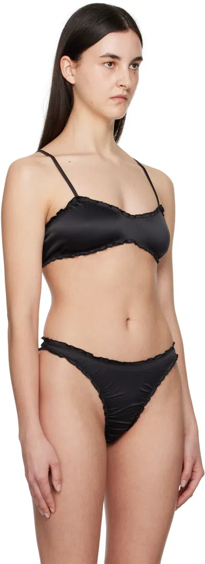 Shadowplay Black Ruffled Bra In Black