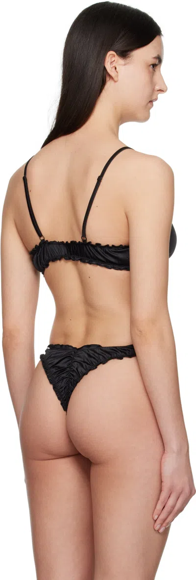 Shadowplay Black Ruffled Bra In Black