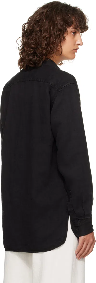 The Row Nesson Linen Long Shirt In Blk Black