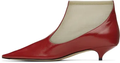 The Row Pointed Short Boots In Scr Scarlet