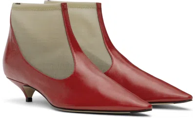 The Row Pointed Short Boots In Scr Scarlet