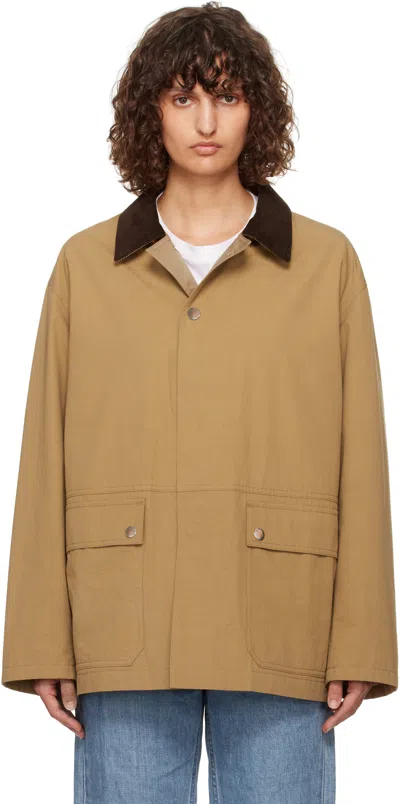 The Row Frank Corduroy-trimmed Cotton-canvas Jacket In Eep Deep Bistre