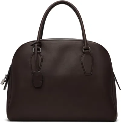 The Row India 12.00 Top-handle Bowling Bag In Leather In Chss Chestnut Ans