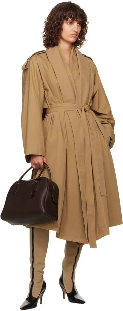 The Row India 12.00 Top-handle Bowling Bag In Leather In Chss Chestnut Ans