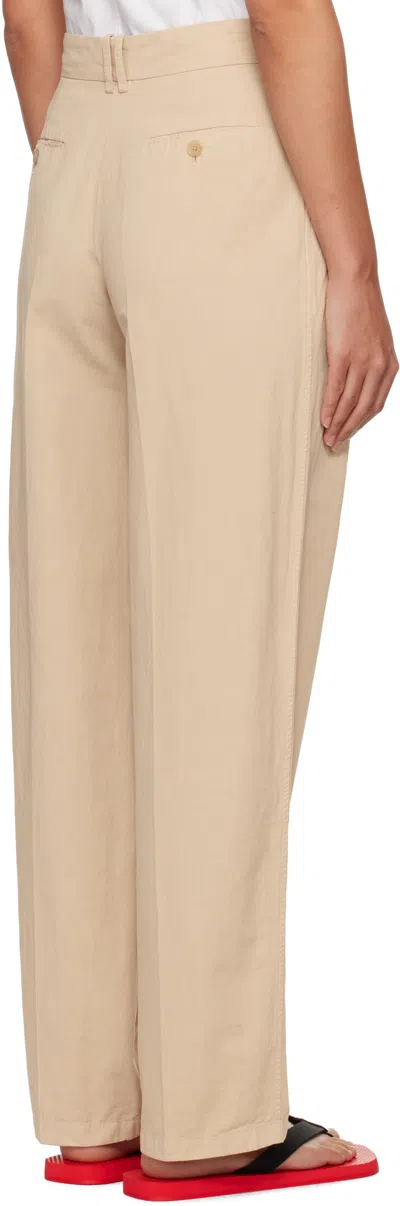 The Row Lilas Light Khaki Cotton And Linen Trousers In Green